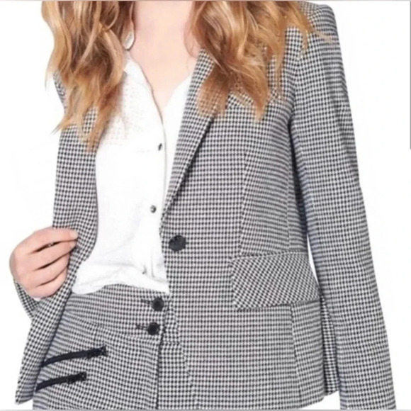 Veronica Beard Jacket Women’s 8 Houndstooth Cutaway Dickey Blazer - Picture 1 of 8